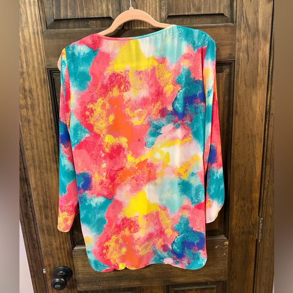 BOLD elements Colorful Abstract Wrap Blouse - Picture 6 of 6